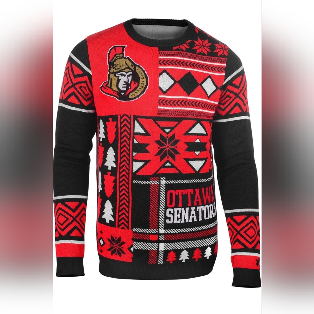 OTTAWA SENATORS UGLY CHRISTMAS SWEATER SIZE LARGE